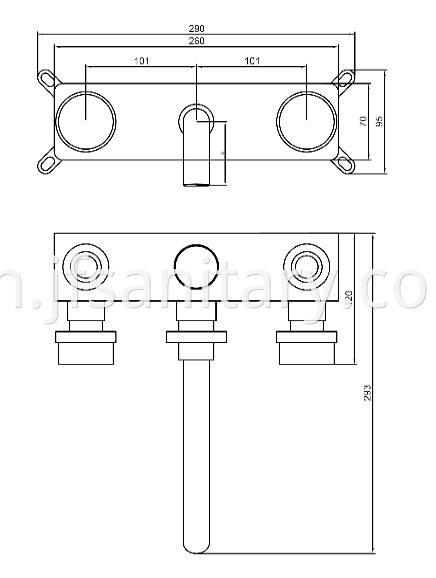 Size Of Double Handle In Wall Basin Faucets